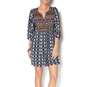 Umgee red & blue tribal peasant tunic dress